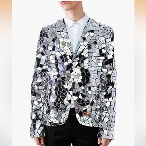 Kelsiop Discoball Mirror Blazer Jacket NWOT
